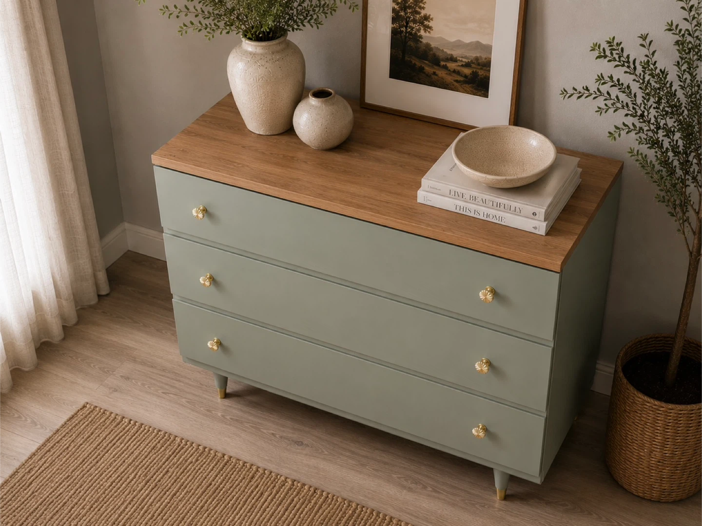 ✨ Sage & Wood Accent Gibbard Dresser - photo 3