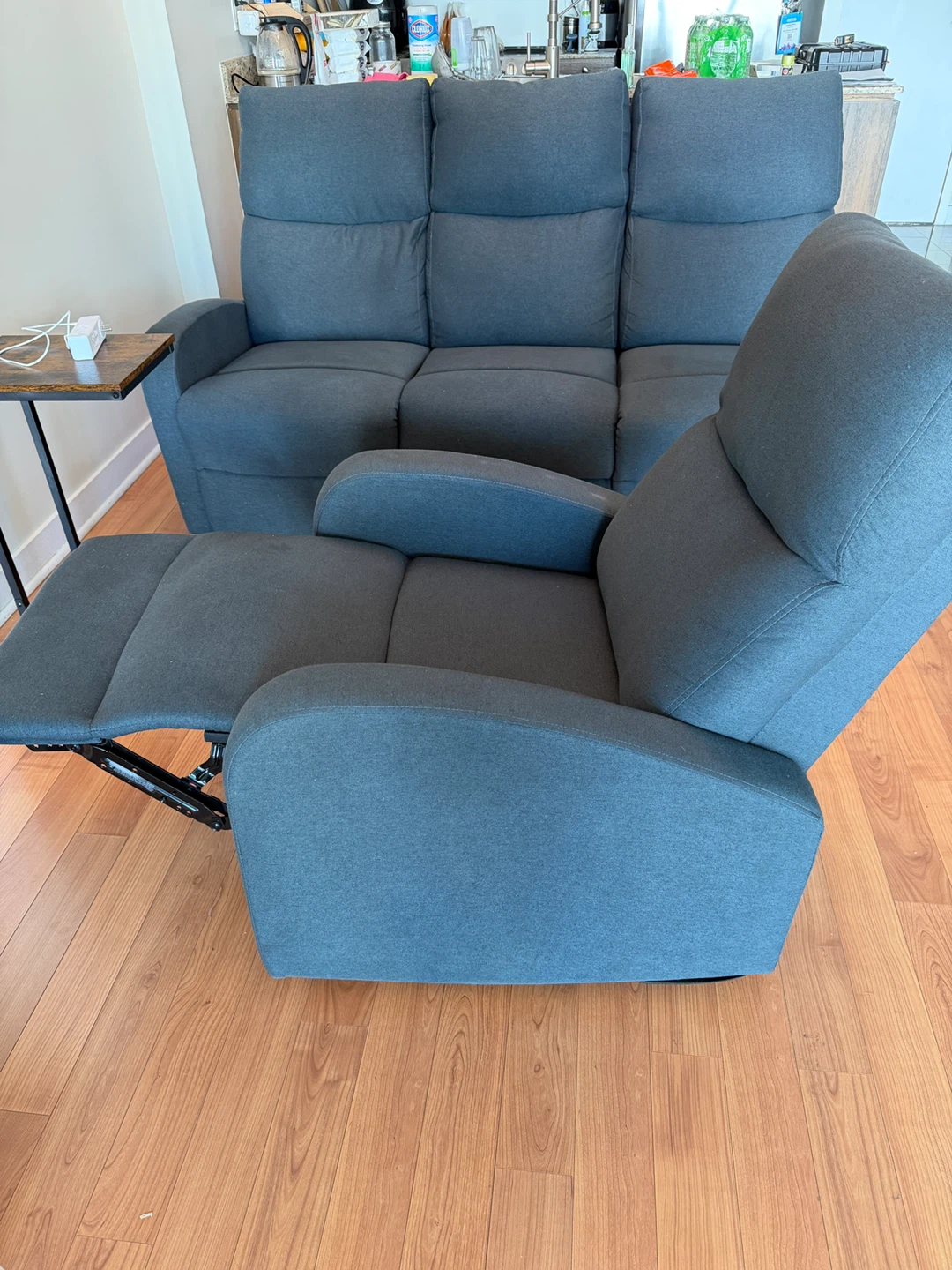 Grey Reclining Loveseat and Chair