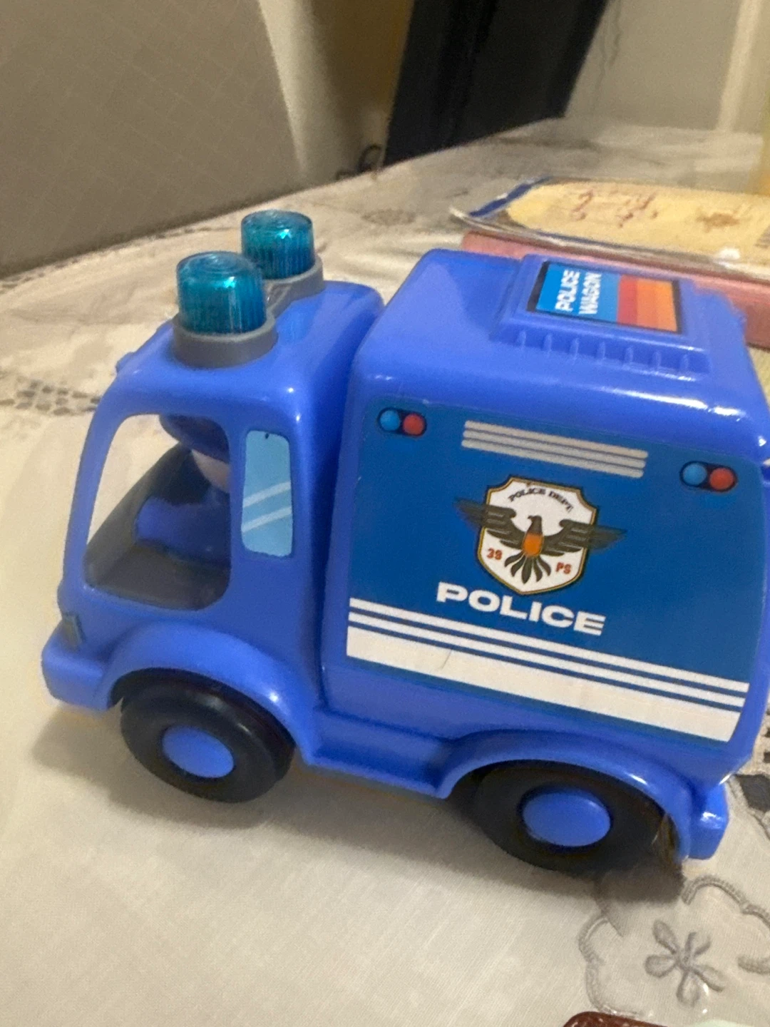Blue Police Wagon Toy Truck