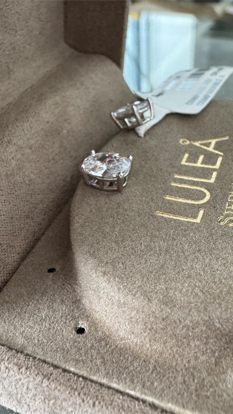 LULEA Sterling Silver Oval Stone Stud Earrings - photo 4