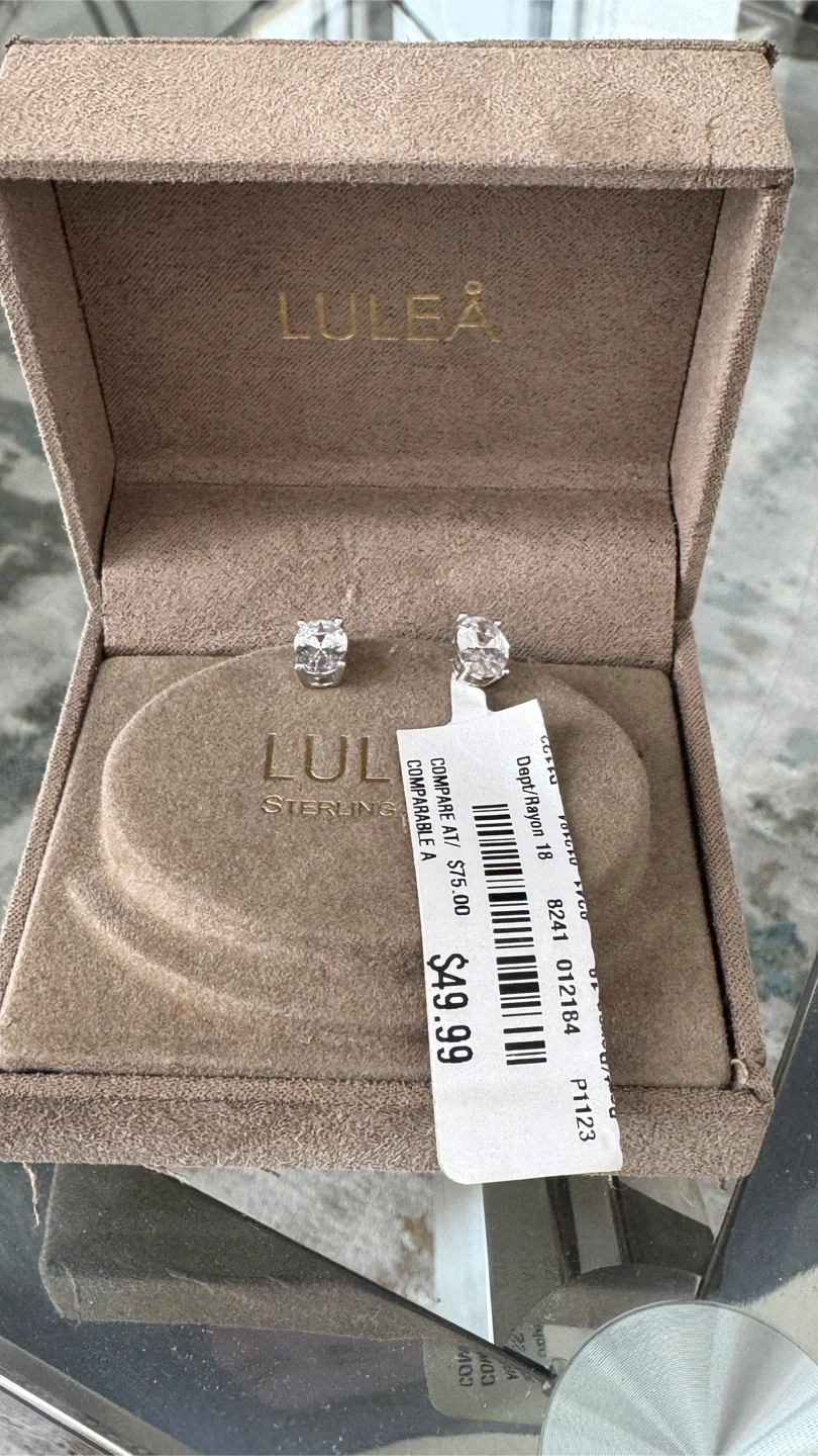 LULEA Sterling Silver Oval Stone Stud Earrings
