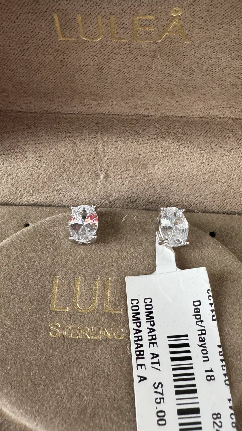 LULEA Sterling Silver Oval Stone Stud Earrings - photo 3