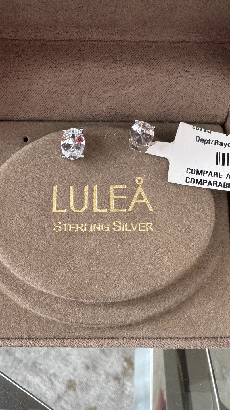 LULEA Sterling Silver Oval Stone Stud Earrings - photo 2