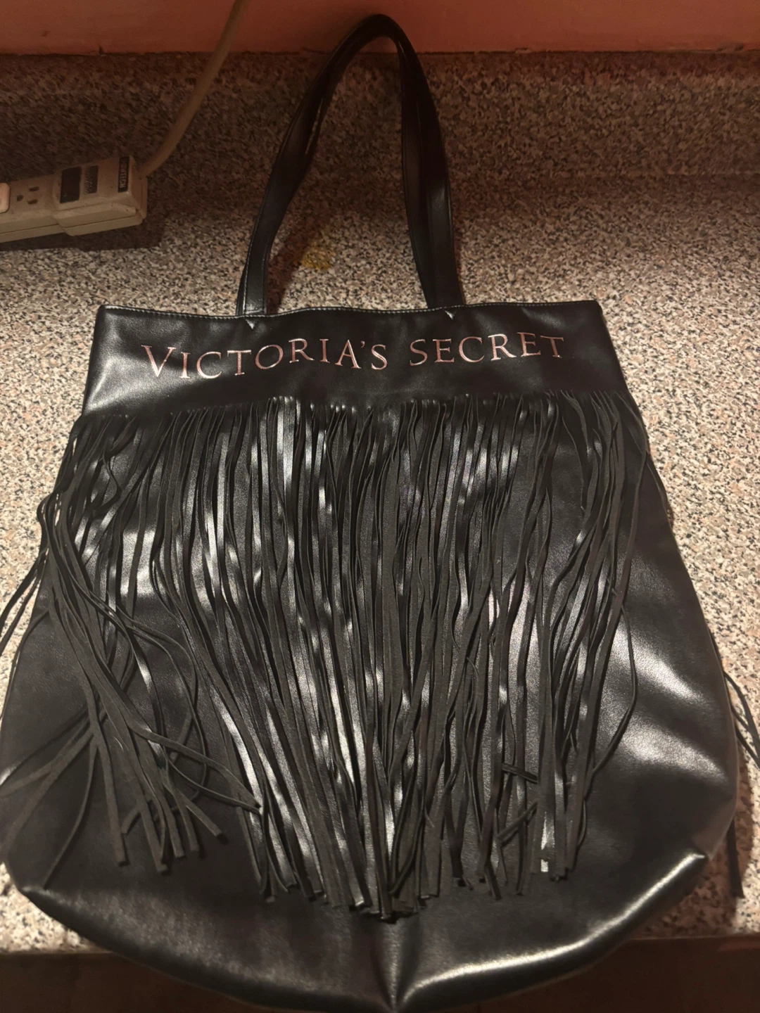 Victoria's Secret Black Fringe Tote Bag