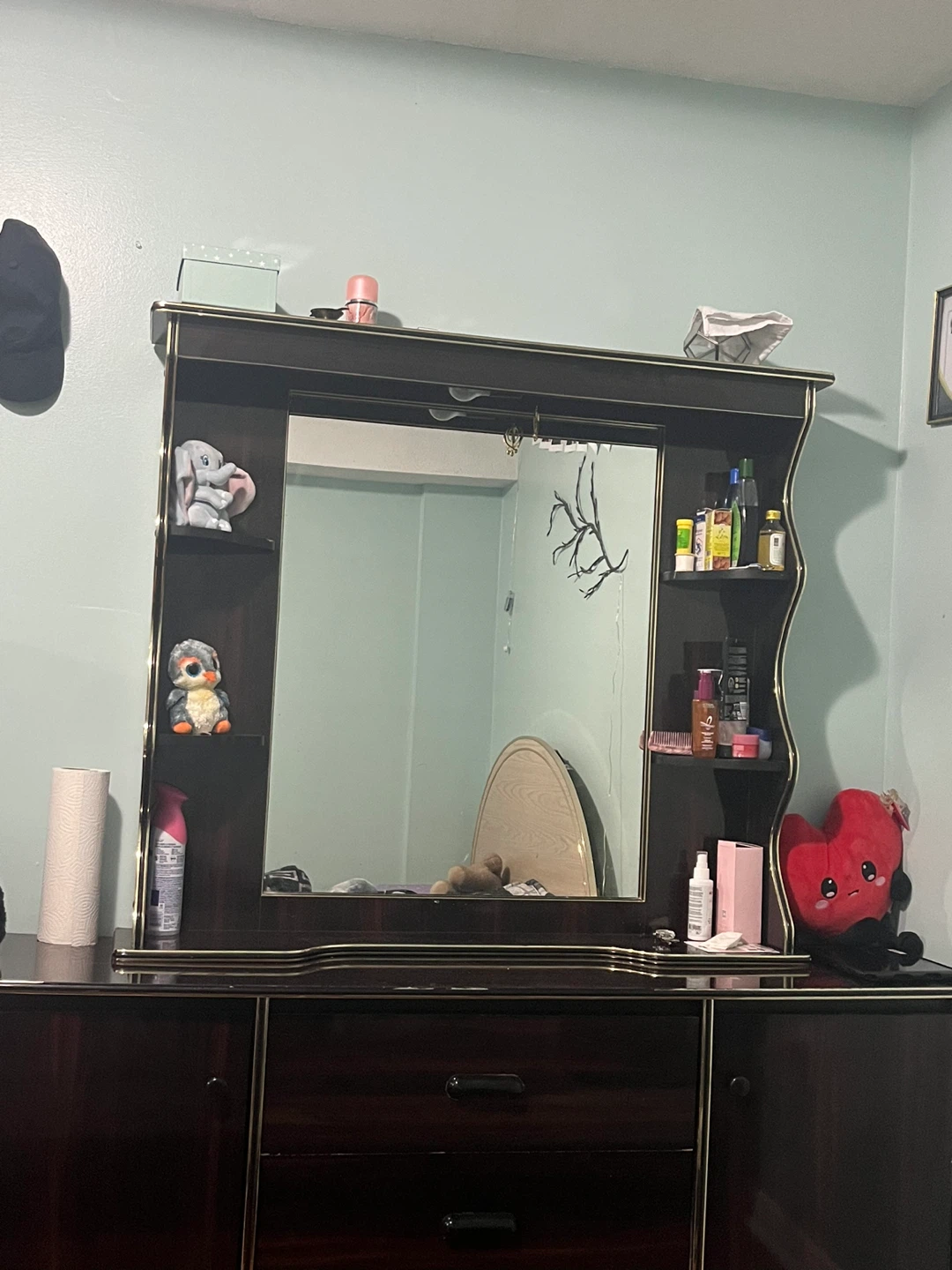 Dark Brown Dresser with Mirror