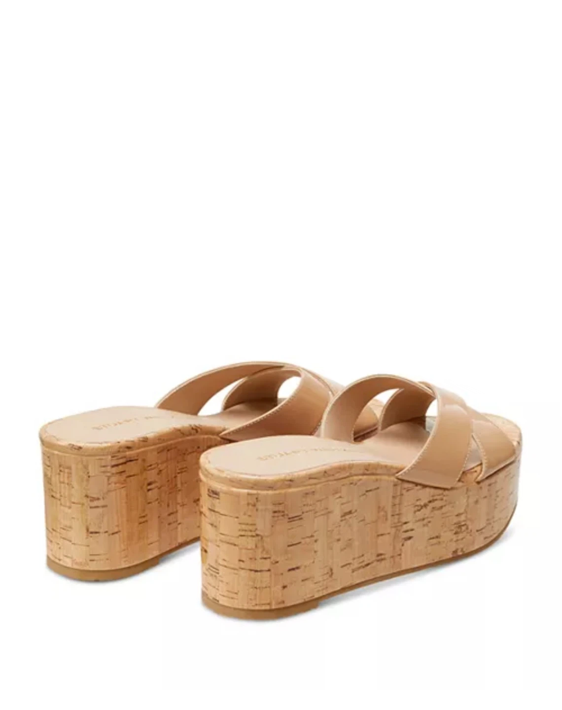 Stuart Weitzman Beige Patent Cork Wedge Sandals - photo 4