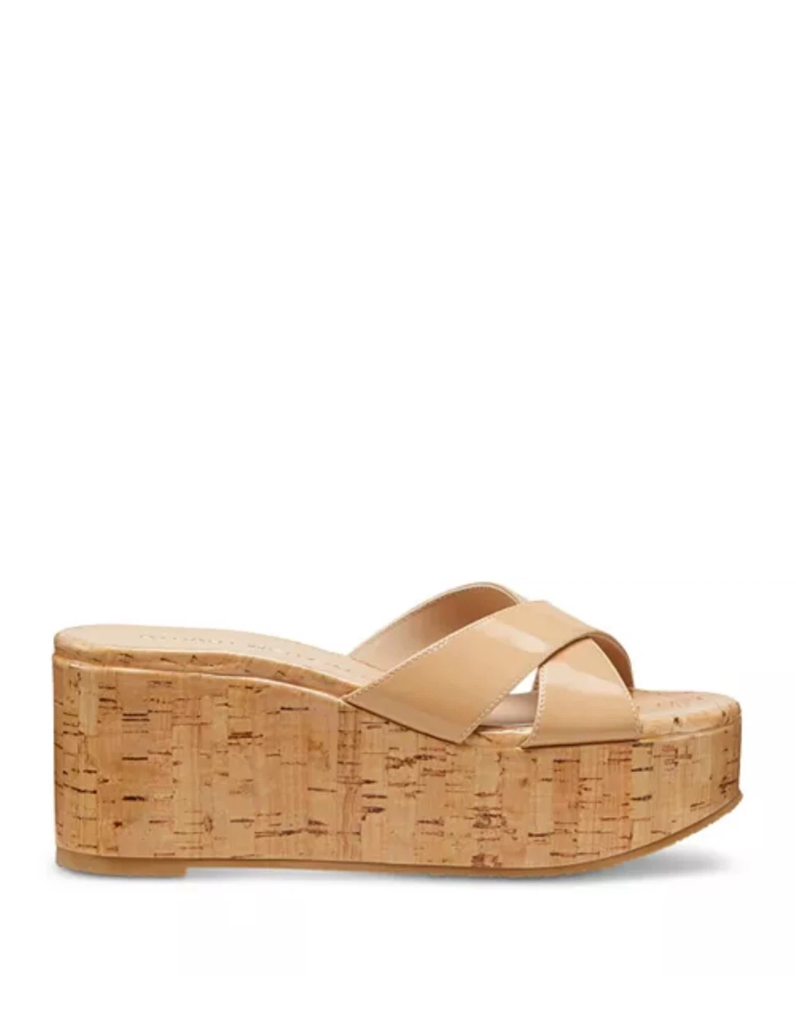 Stuart Weitzman Beige Patent Cork Wedge Sandals - photo 2