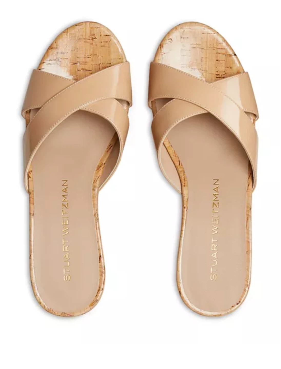 Stuart Weitzman Beige Patent Cork Wedge Sandals - photo 3