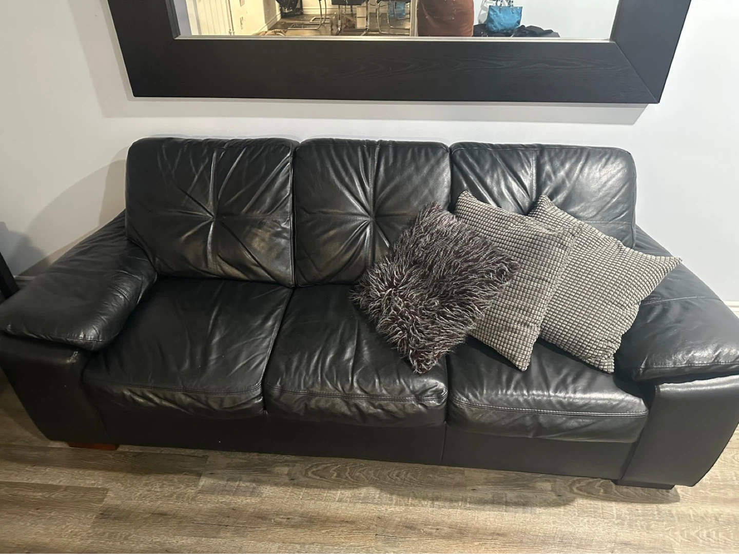 Black Leather Sofa - photo 2