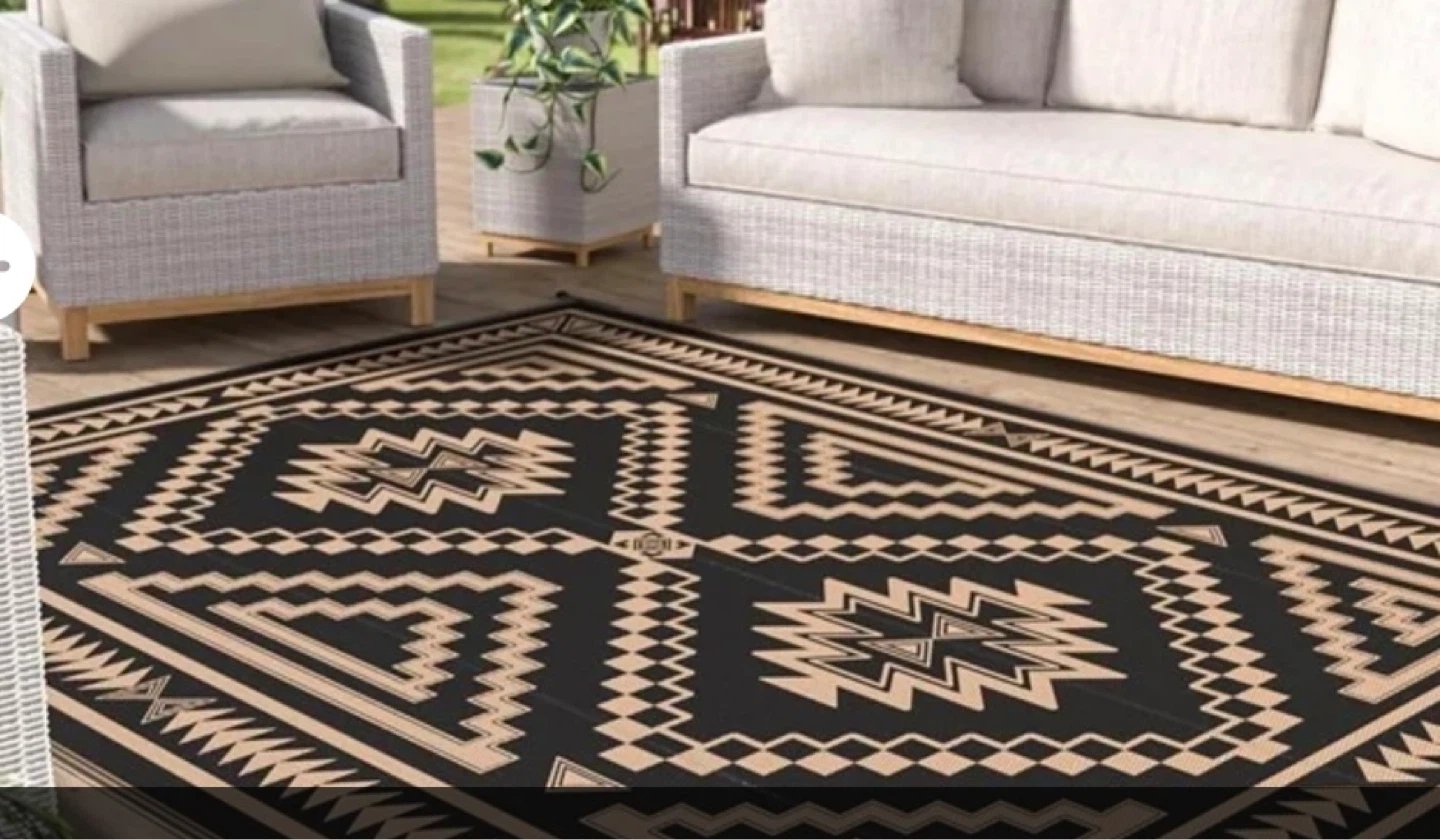 GENIMO Reversible Outdoor Rug - Black/Brown Geometric - photo 2