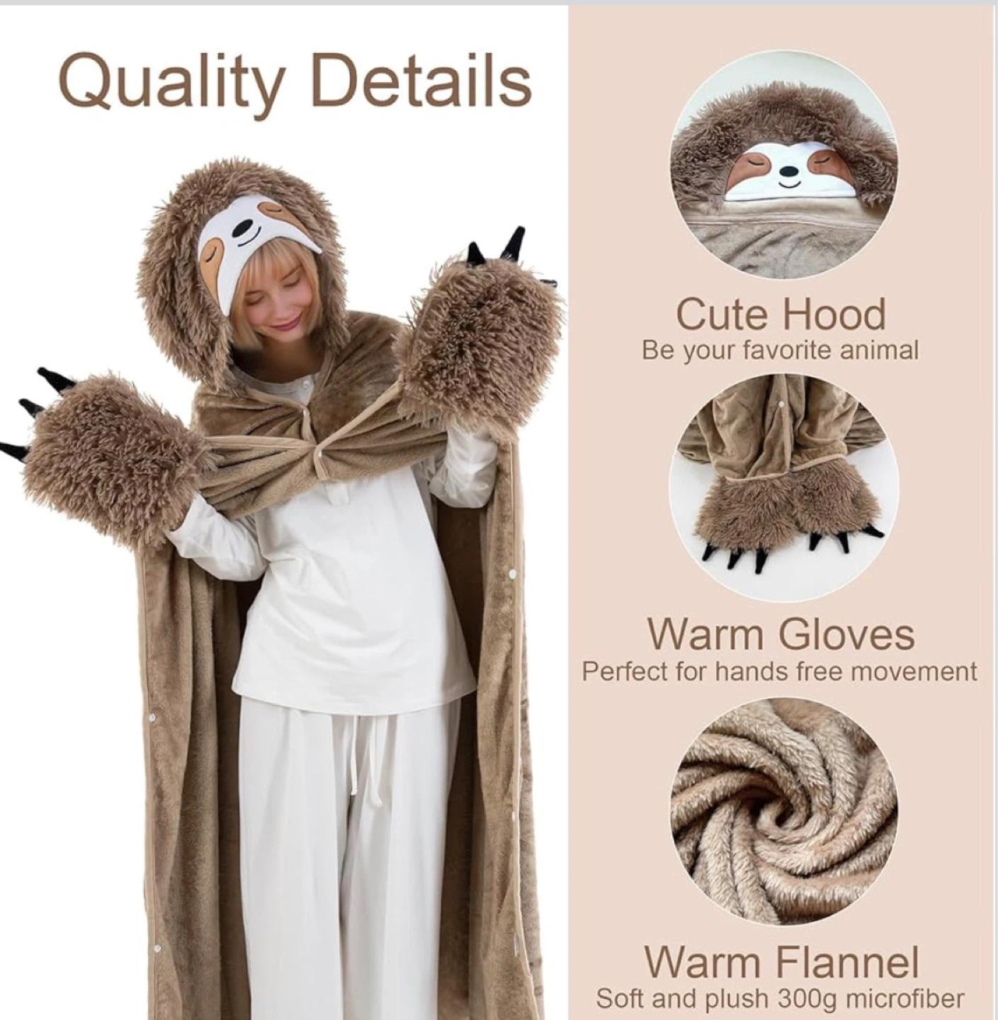 Sloth Blanket (with hood) - photo 2