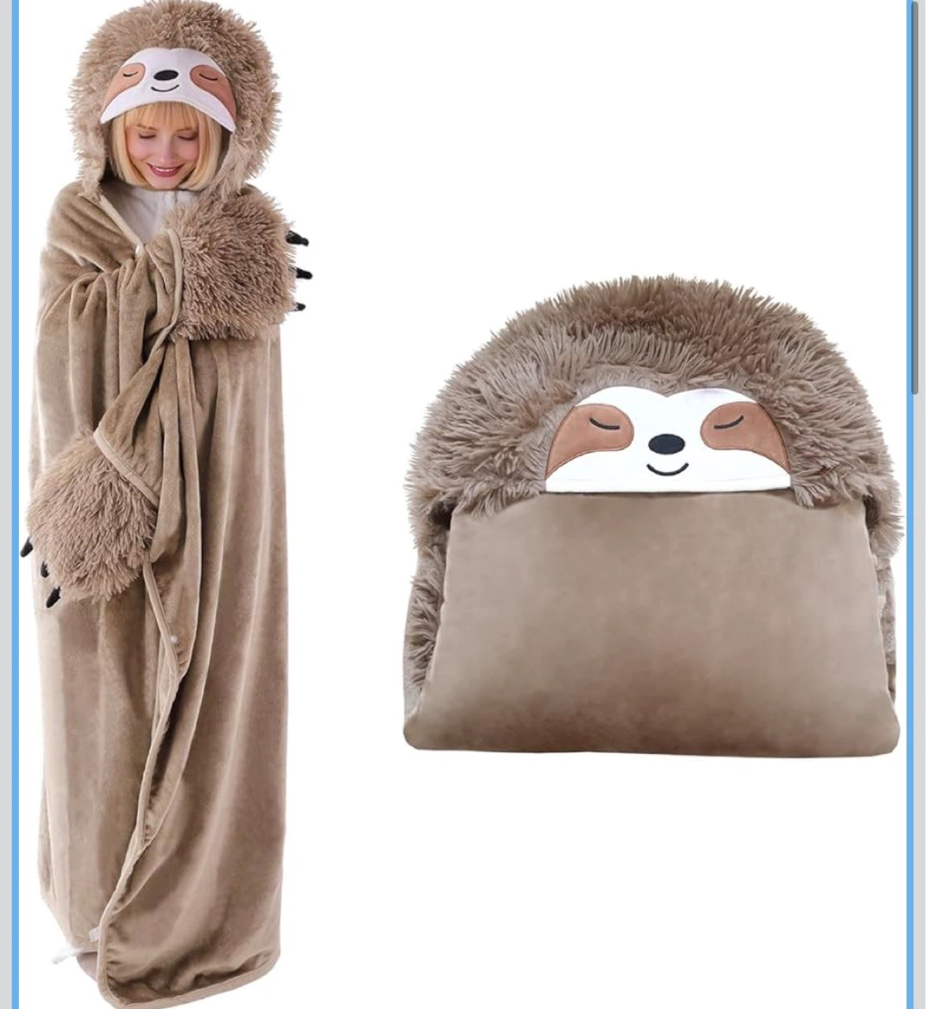 Sloth Blanket (with hood) - photo 3