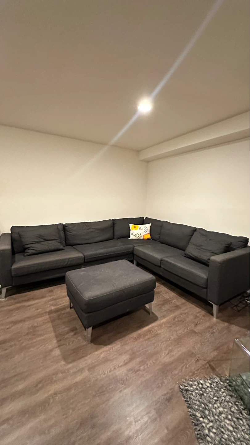 L shaped Dark Grey Sectional Sofa - photo 2