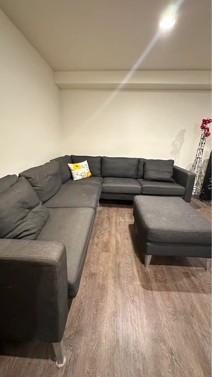L shaped Dark Grey Sectional Sofa