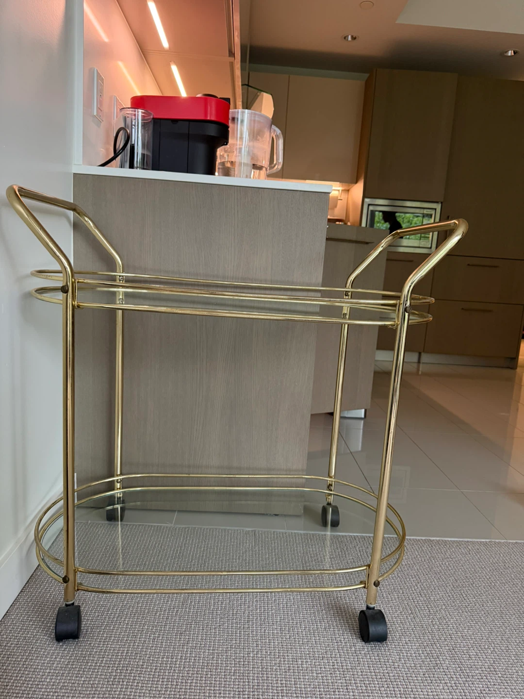 Gold Bar Cart with Glass Shelves - photo 3