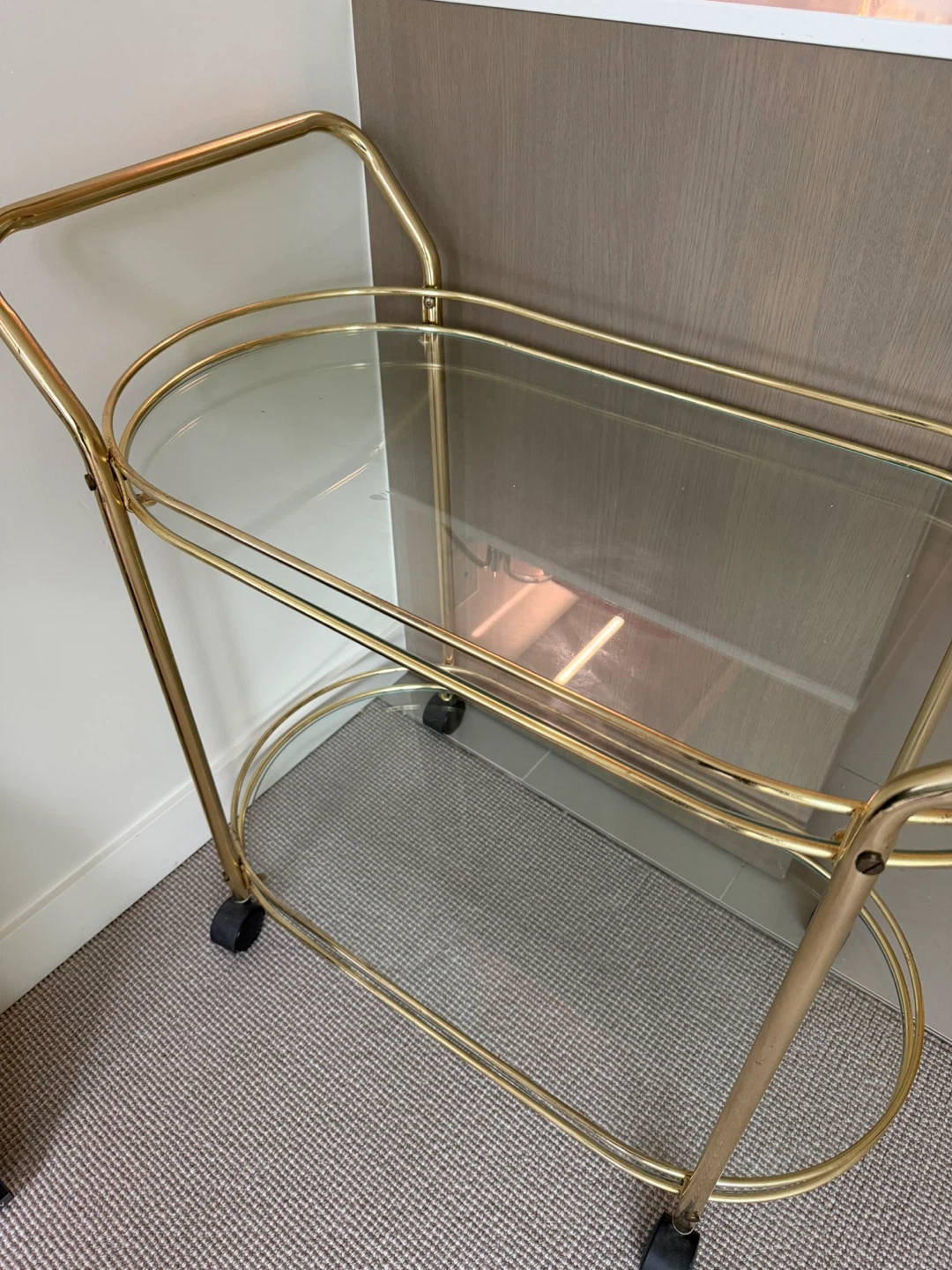 Gold Bar Cart with Glass Shelves - photo 2