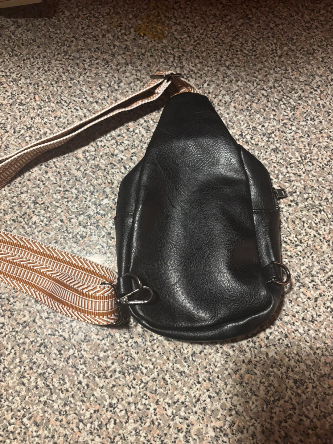 Black Faux Leather Sling Bag - photo 3