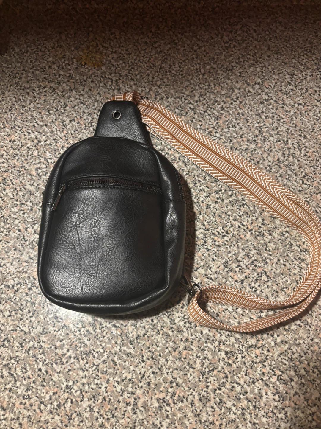 Black Faux Leather Sling Bag - photo 2