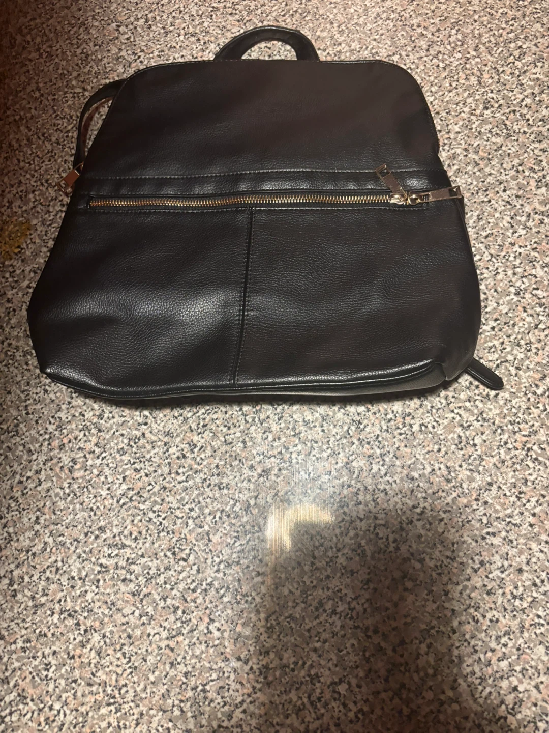 Black Faux Leather Backpack - photo 3