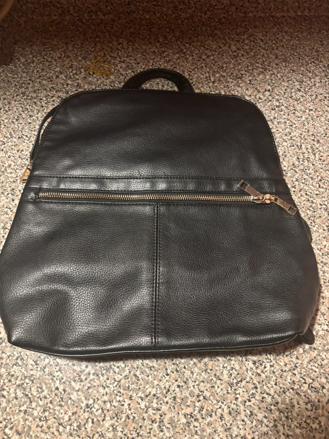 Black Faux Leather Backpack