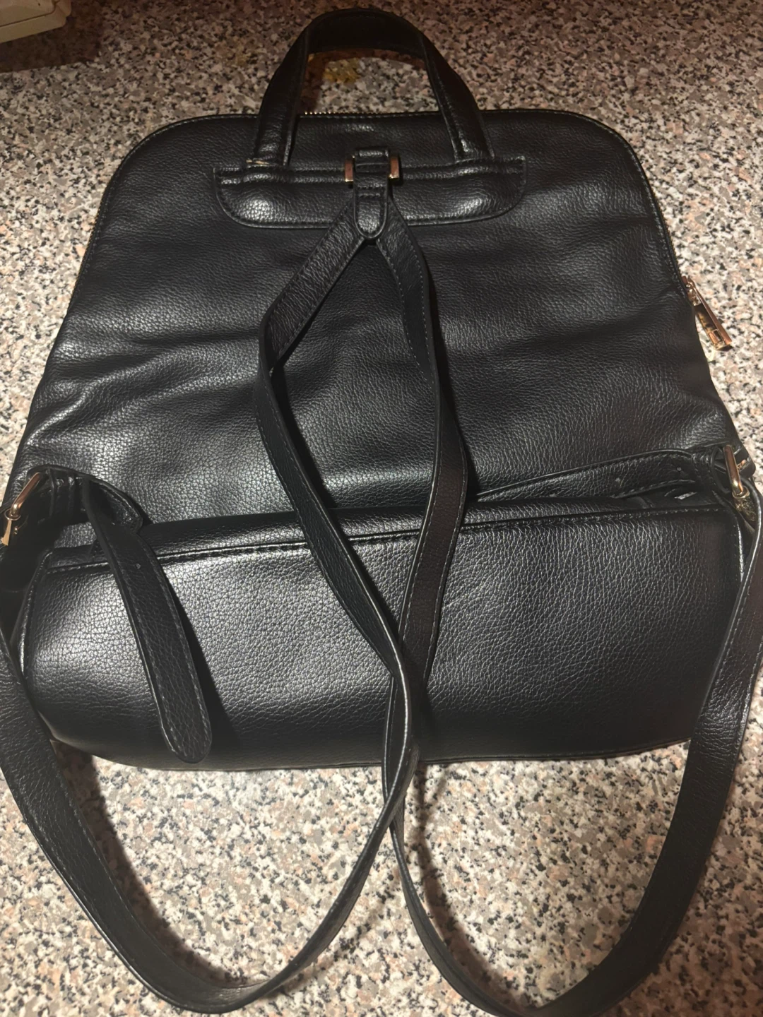 Black Faux Leather Backpack - photo 2