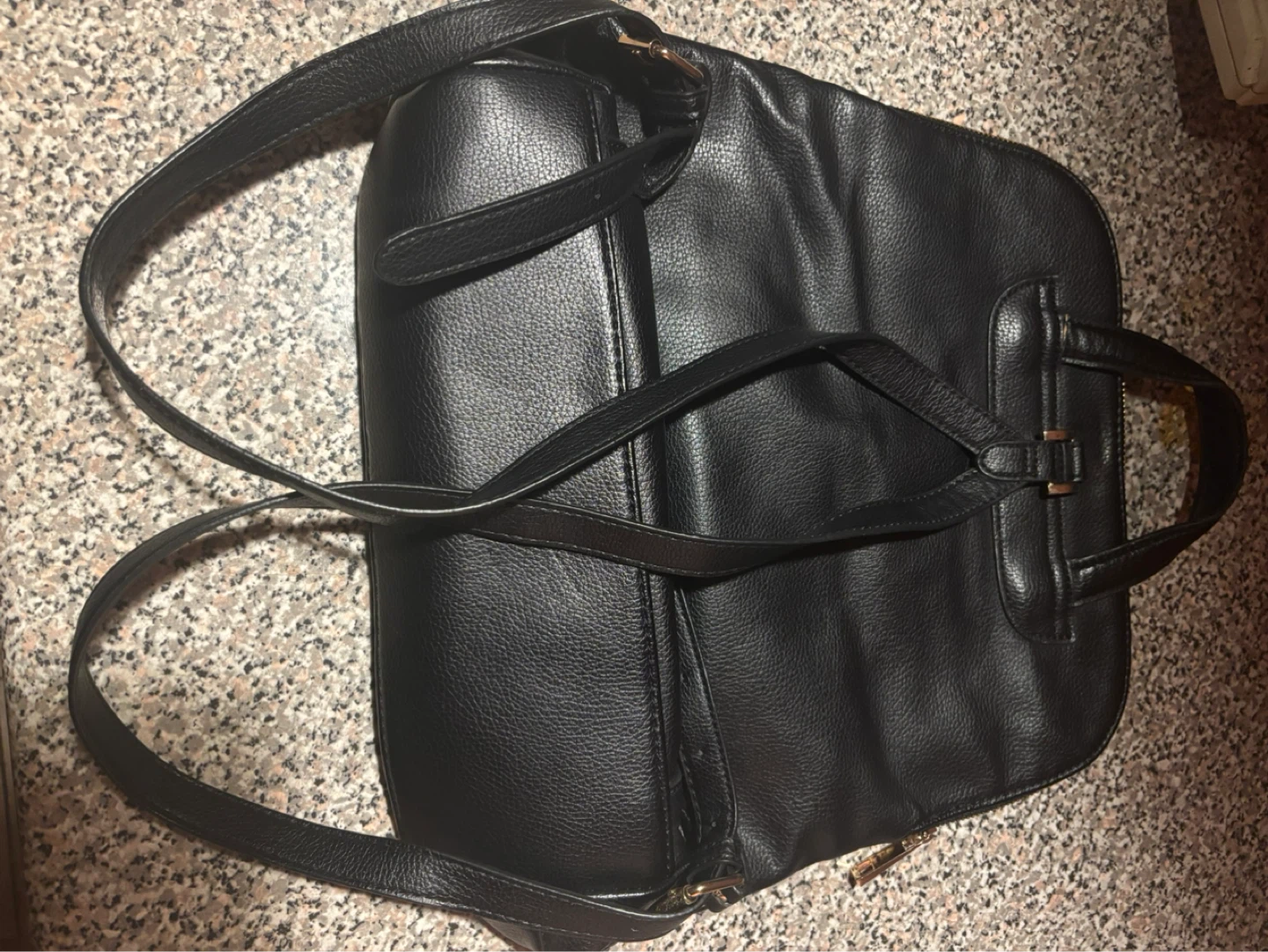 Black Faux Leather Backpack - photo 4