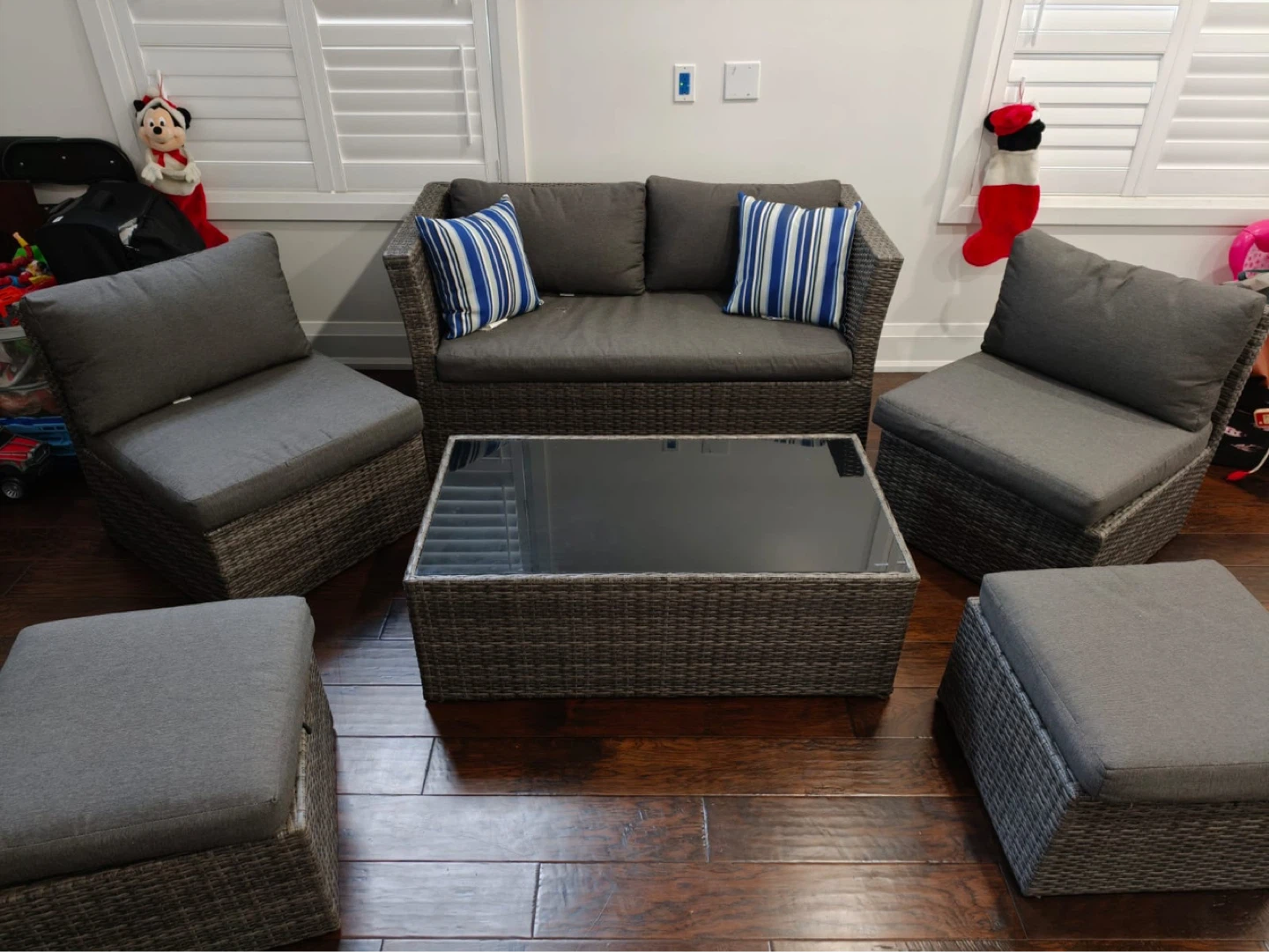 Wicker Outdoor Sofa Set with Coffee Table
