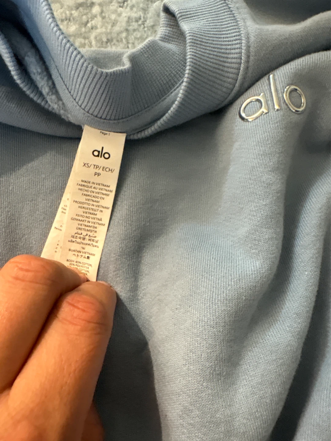 Alo Blue Crewneck Sweatshirt XS - photo 2