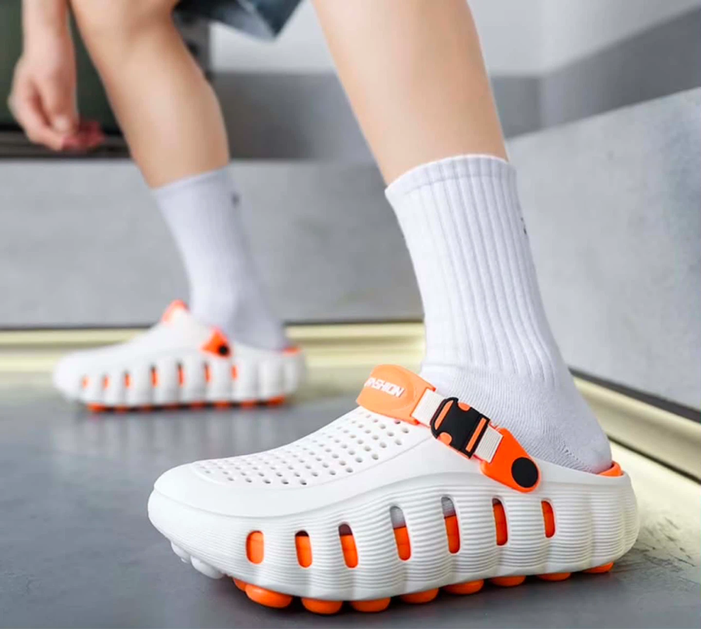 White and Orange Clogs - photo 2