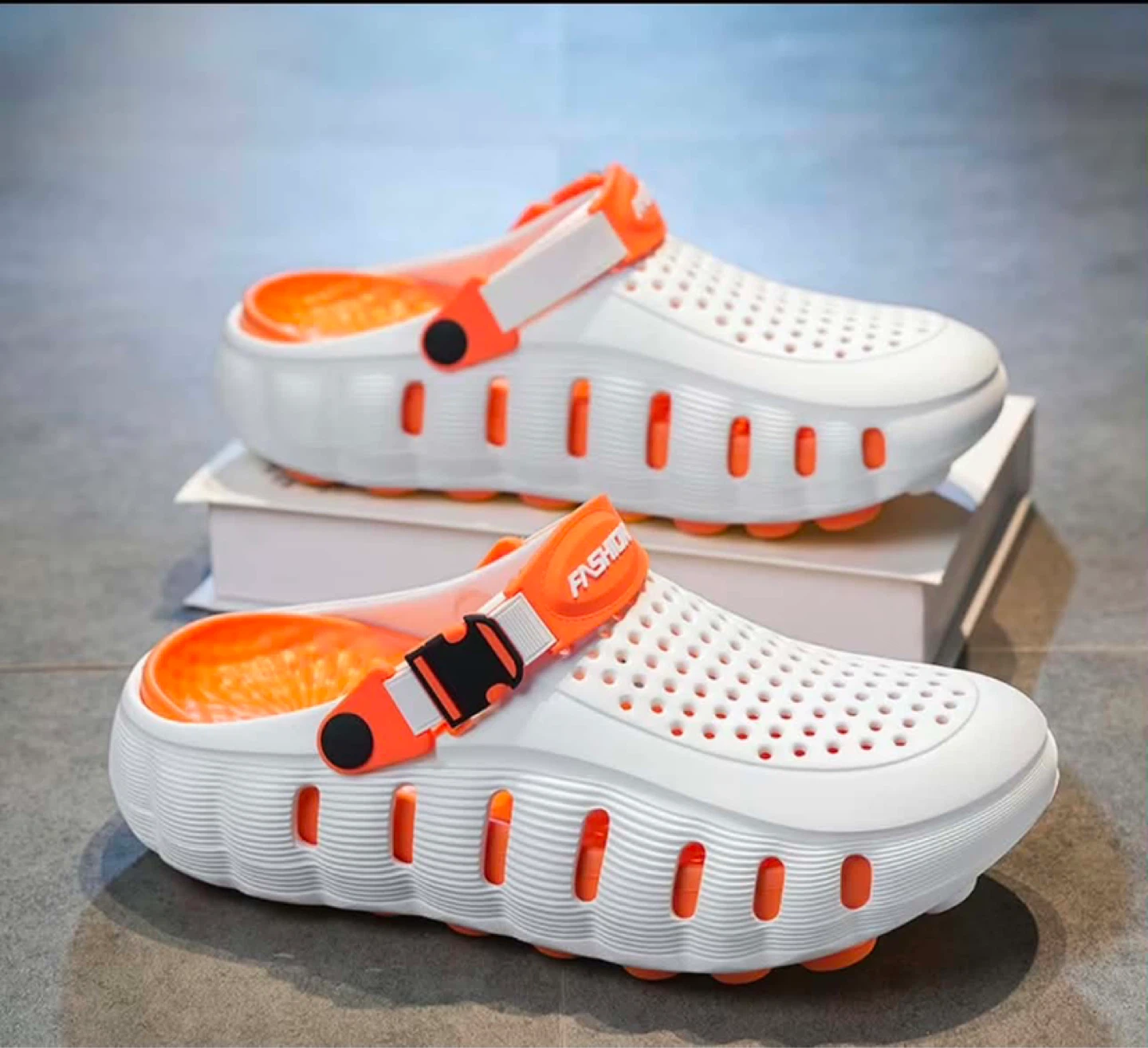 White and Orange Clogs