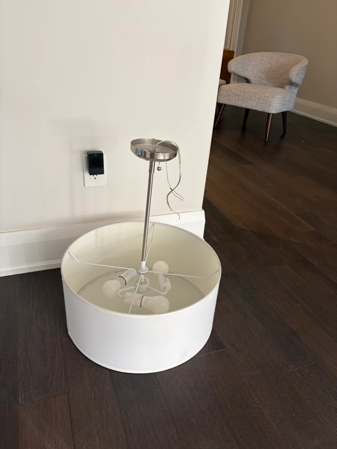White Drum Pendant Light Fixture - photo 3