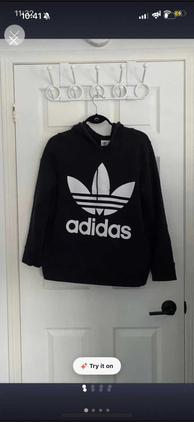 Adidas Black Hoodie Trefoil Logo