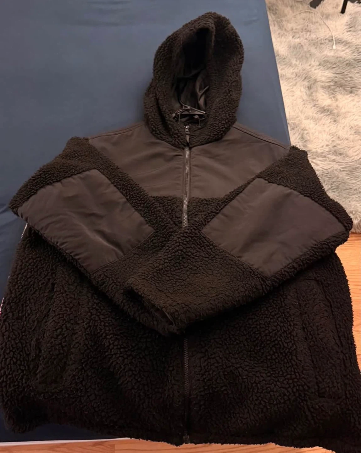 Black Sherpa Fleece Hoodie