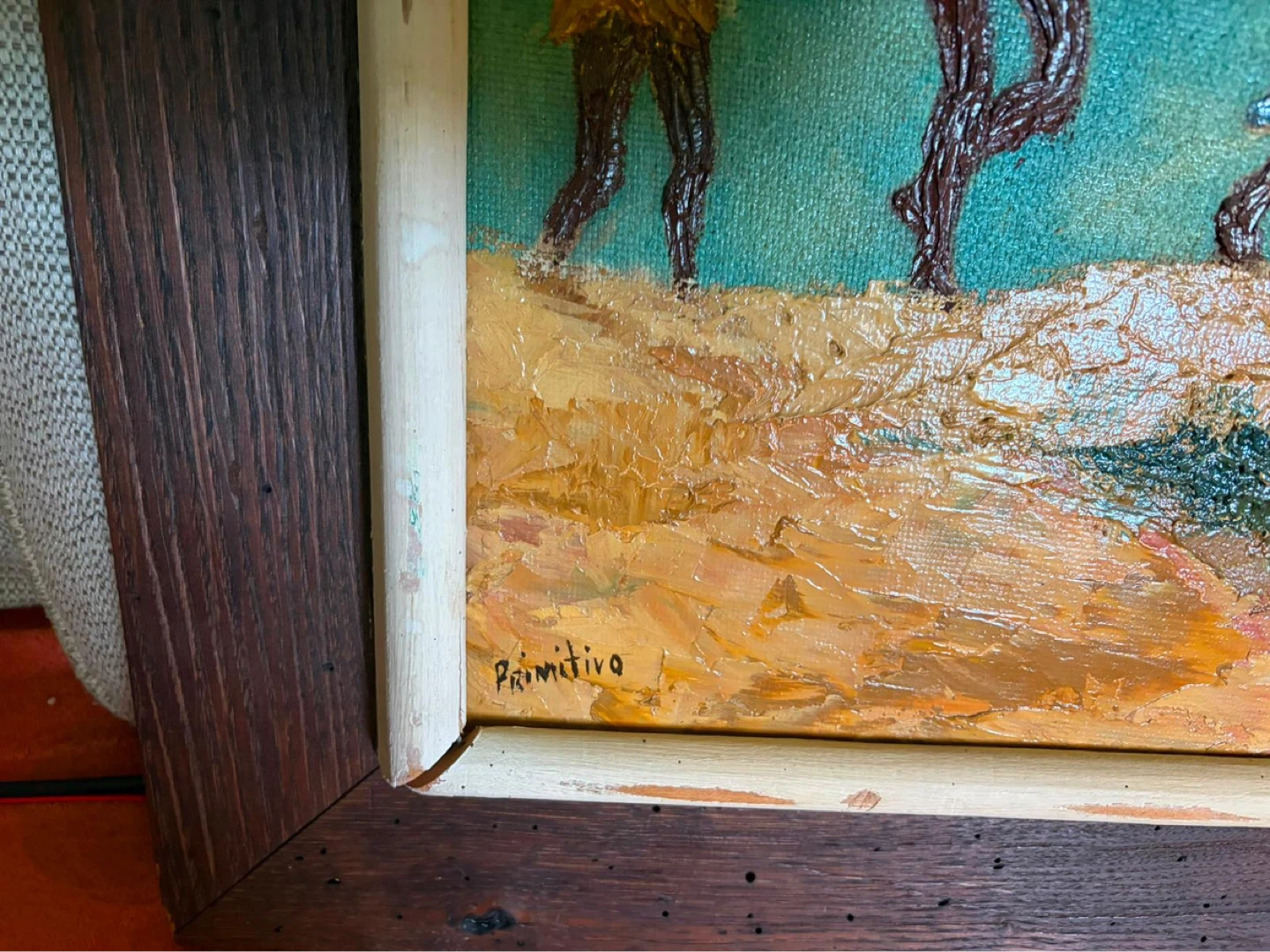 Framed Vintage Painting - Primitive Style - photo 5