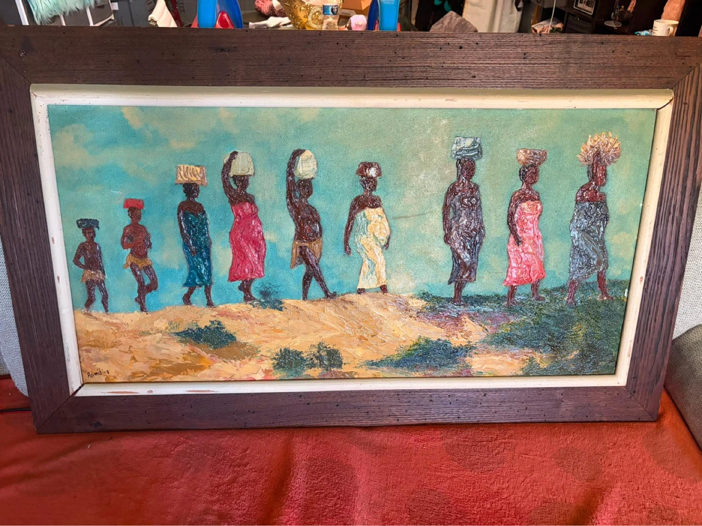 Framed Vintage Painting - Primitive Style