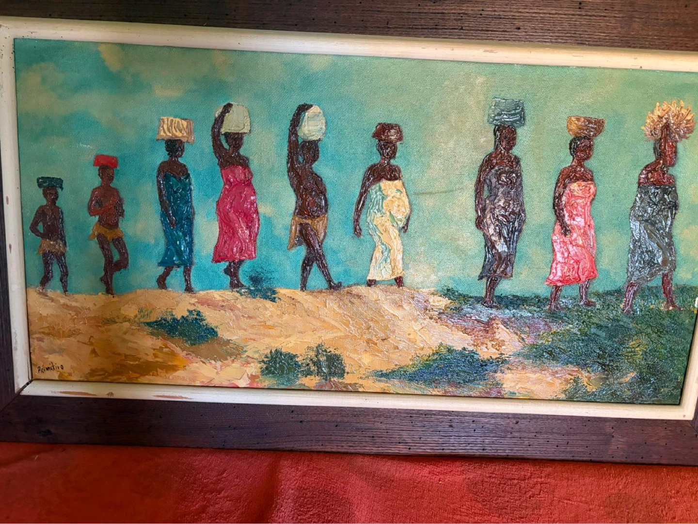 Framed Vintage Painting - Primitive Style - photo 4