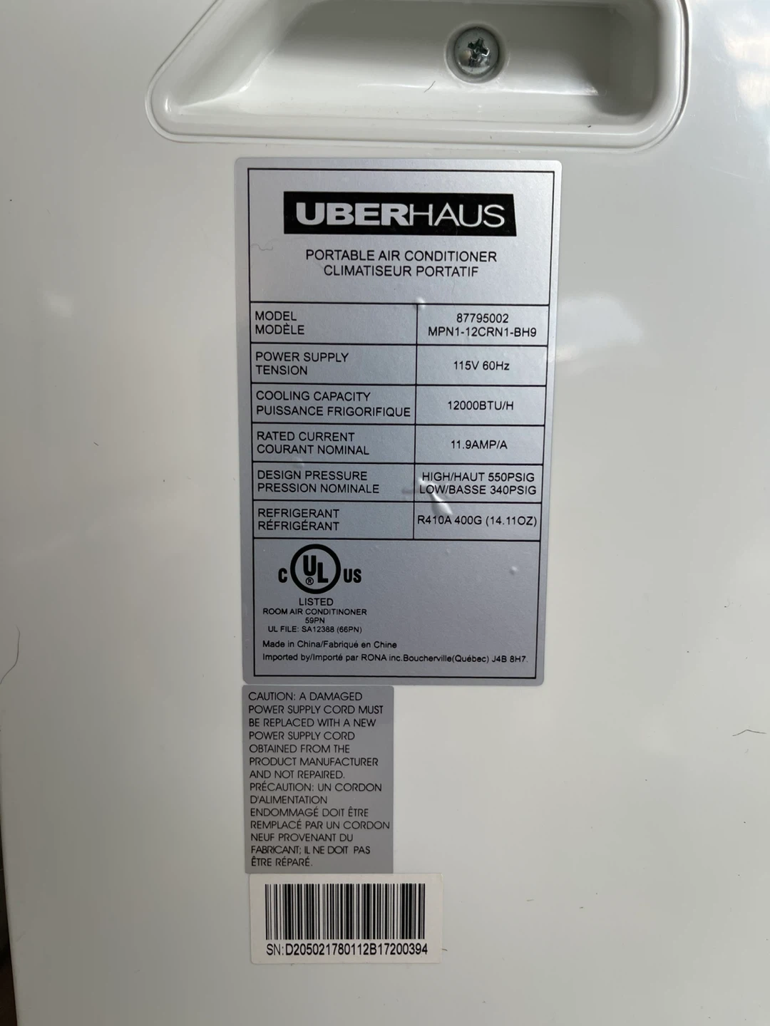 UberHaus Portable Air Conditioner 12000 BTU - photo 4