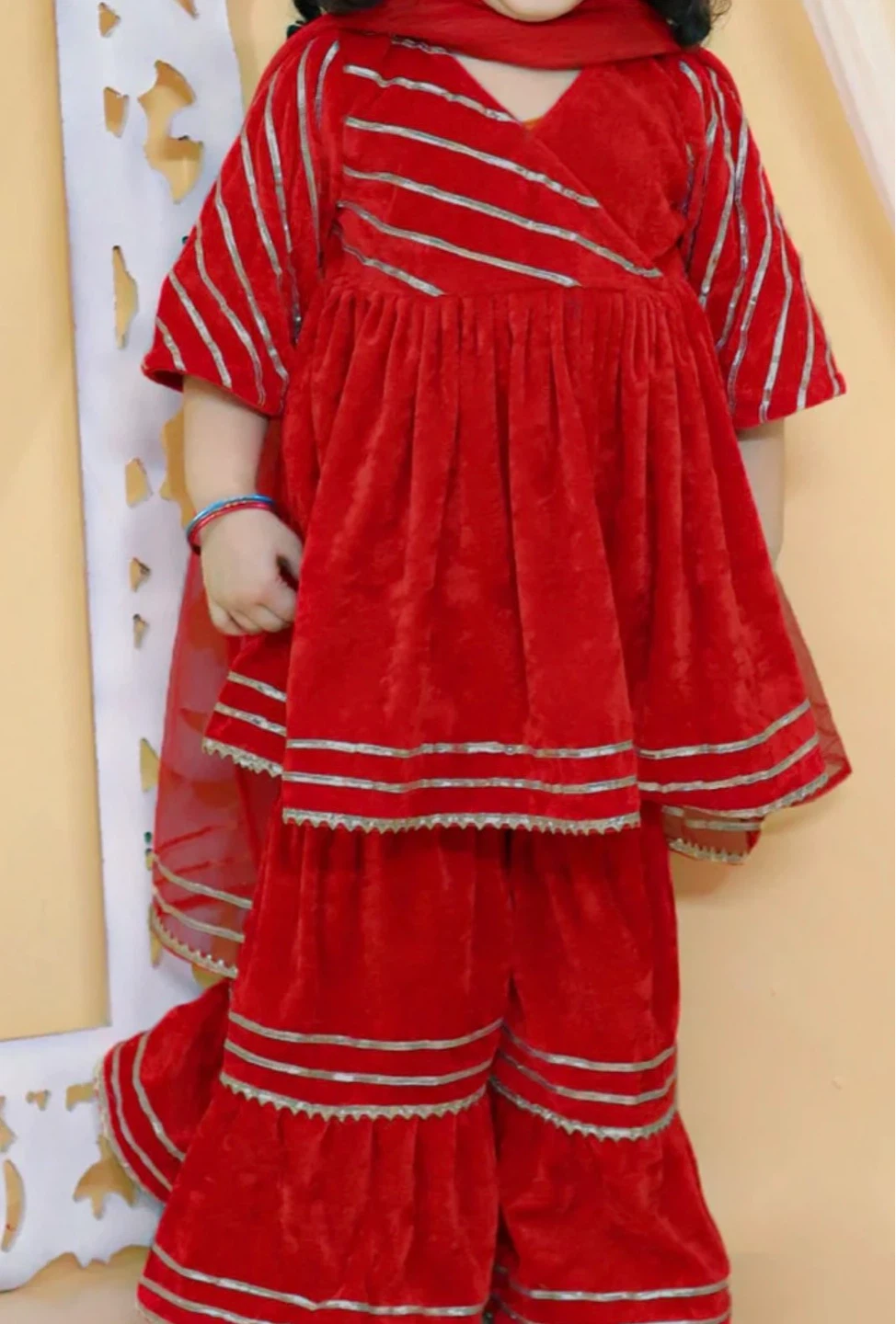 Toddler girl Velvet Dress with Dupatta, Size: 2-3yr - photo 5
