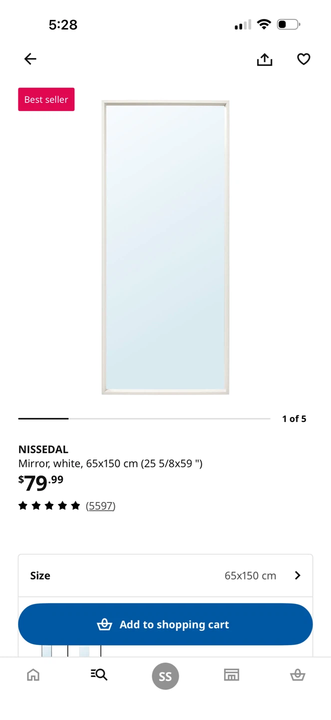 IKEA NISSEDAL Mirror - White, 65x150 cm - photo 3
