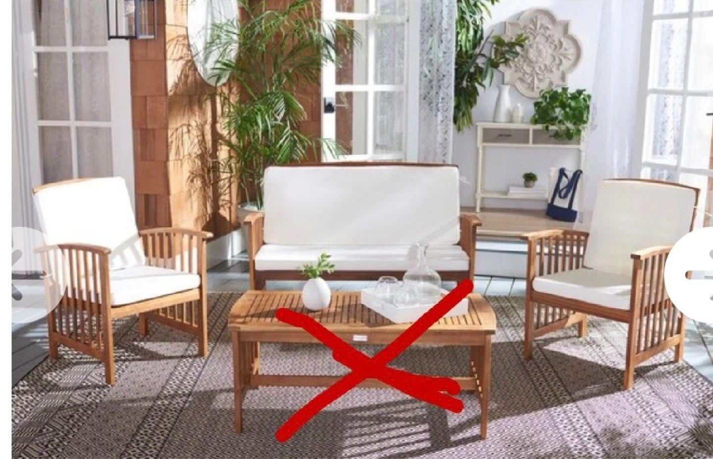 Safavieh Rocklin Wood Frame Patio Conversation Chair-Brown/Beige - photo 3