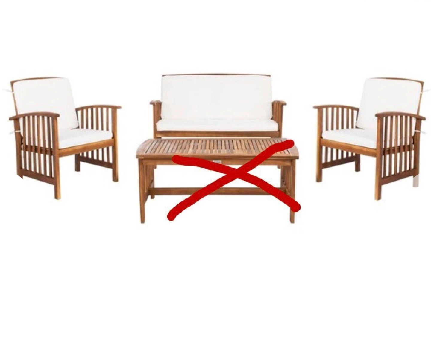 Safavieh Rocklin Wood Frame Patio Conversation Chair-Brown/Beige - photo 4