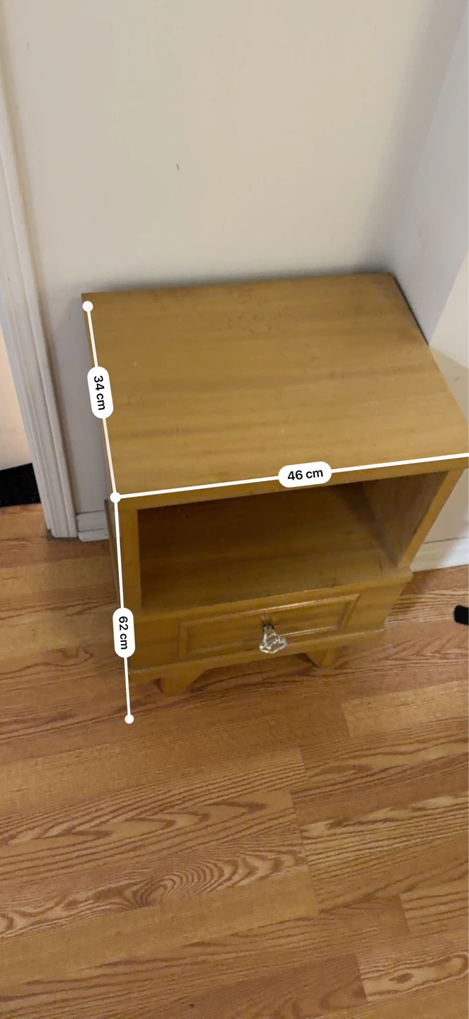 Wooden Nightstand with Drawer - photo 2