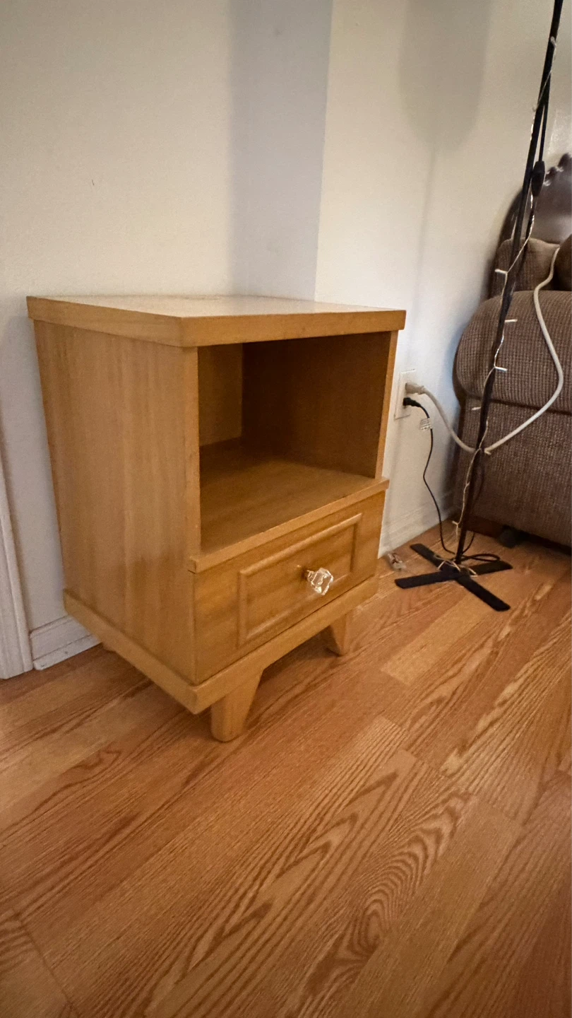 Wooden Nightstand with Drawer - photo 3