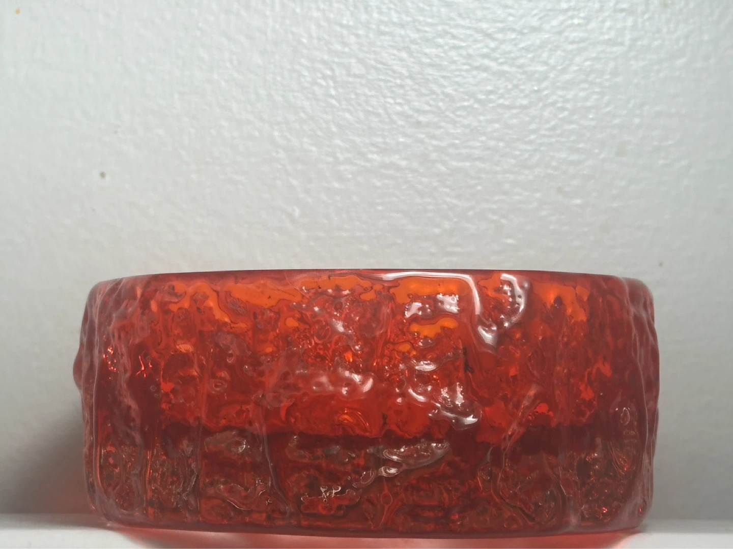 Geoffrey Baxter Whitefrairs Ruby Red Bark Bowl 9688
