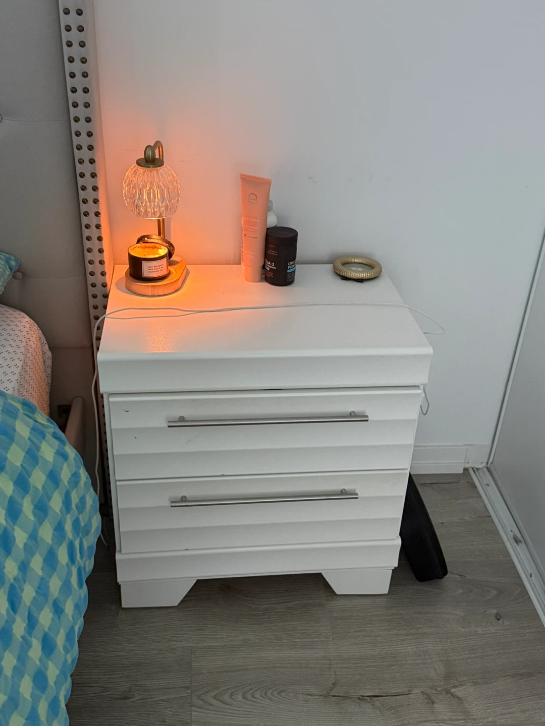 White Two-Drawer Nightstand - photo 2