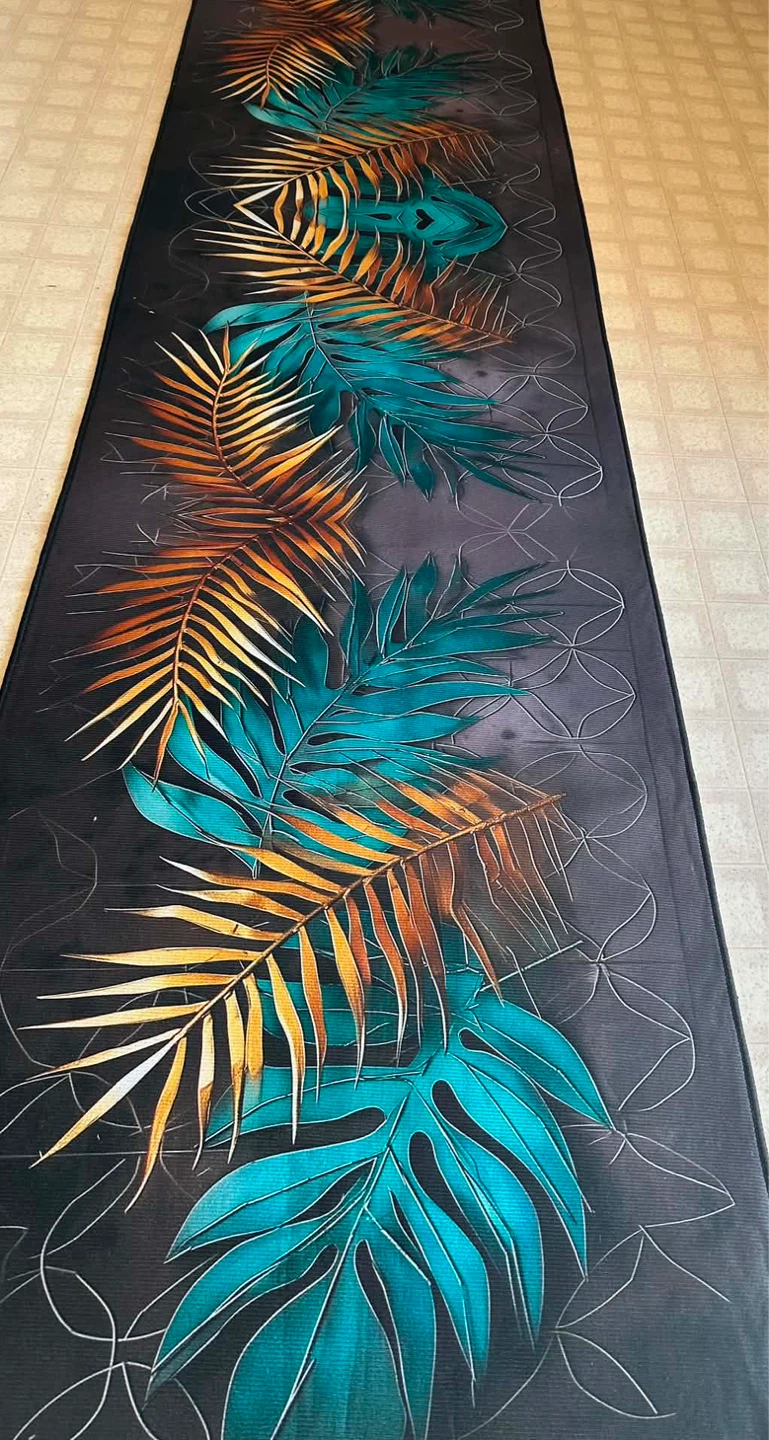 Tropical Leaf Print Runner Rug,2x 10 ft, Brand New