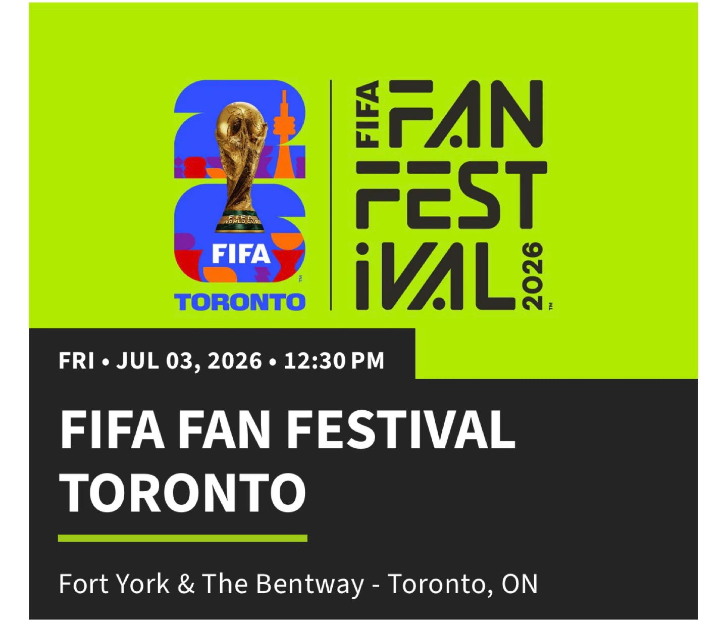 FIFA Fan Festival Toronto Ticket for selling