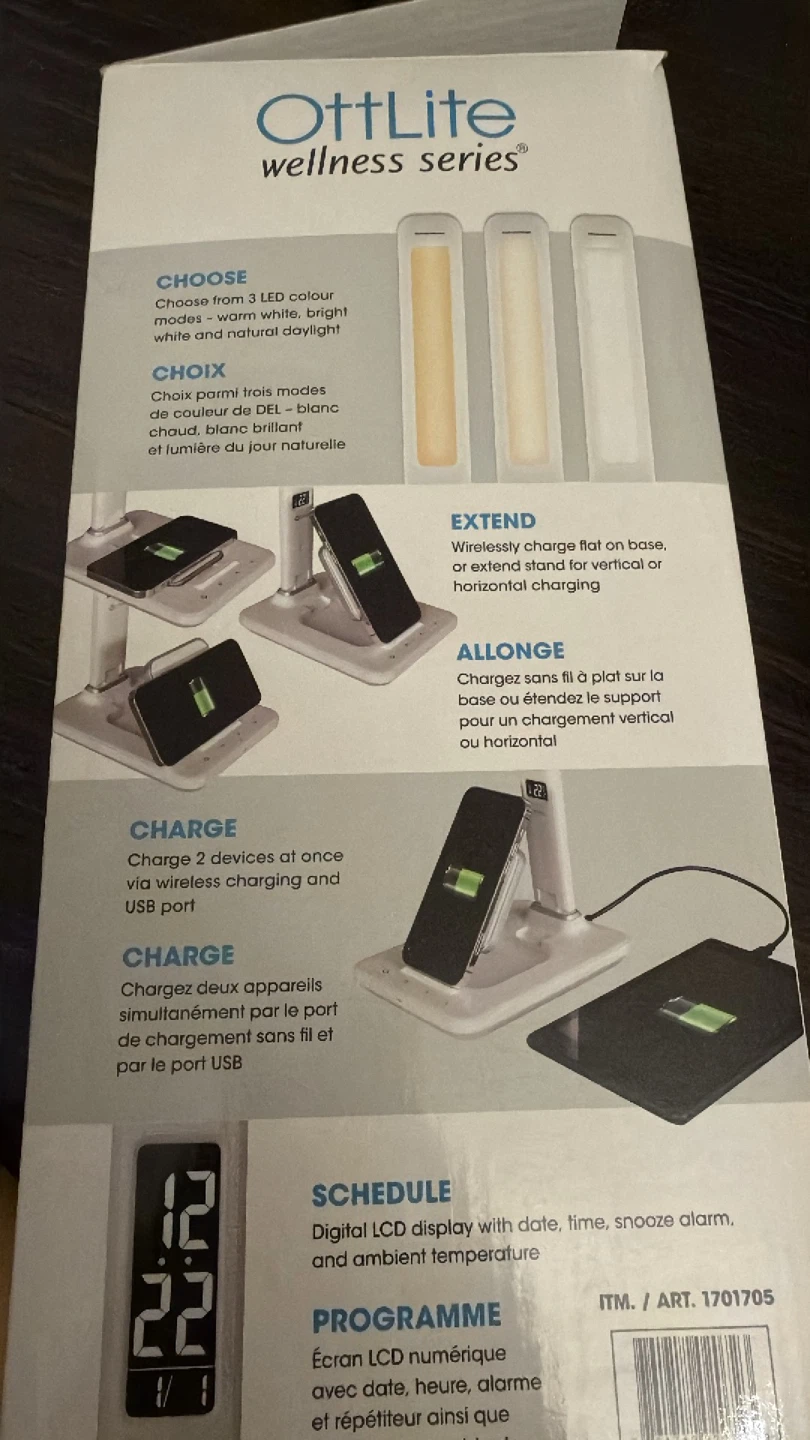 OttLite Wellness Series LED Lamp with Wireless Charging Base - photo 3