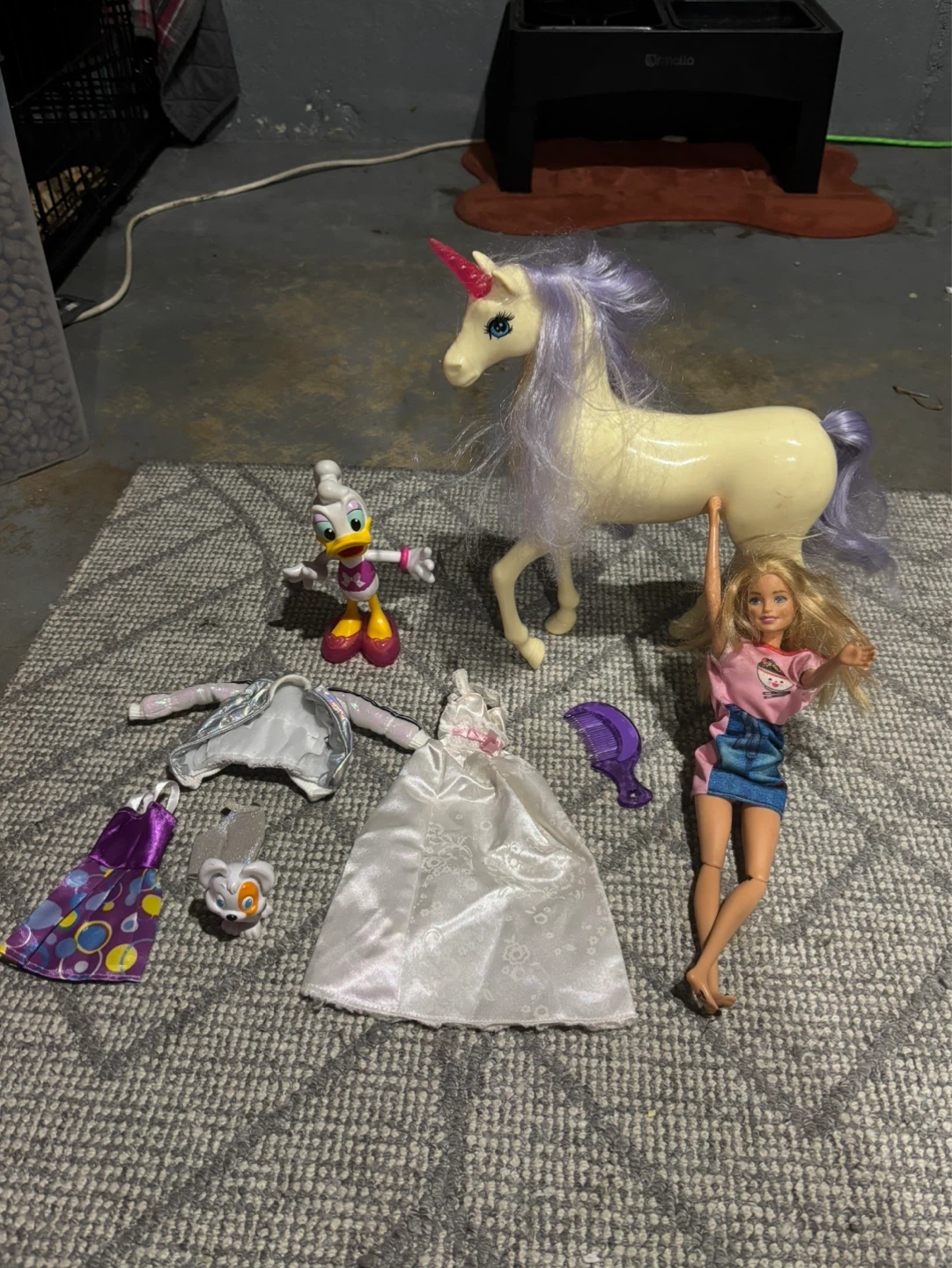 Barbie Doll, Daisy Duck, Unicorn & Accessories Lot