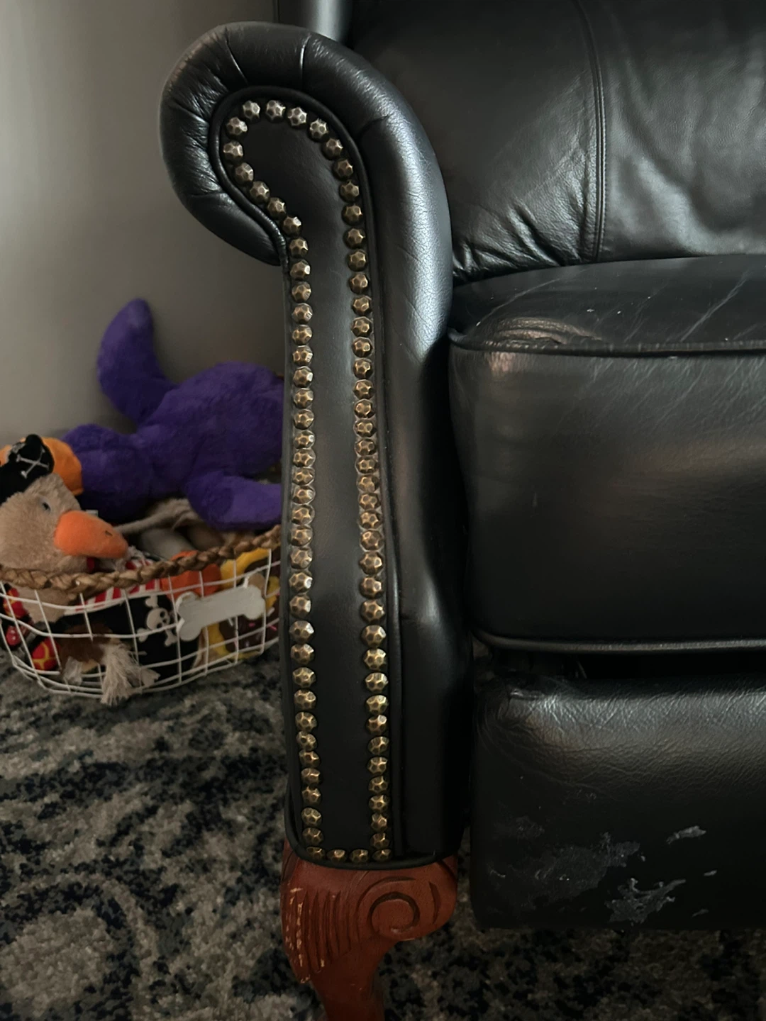 Black Leather Wingback Recliner Chair - photo 2